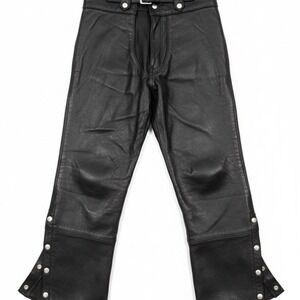 Diamond Plate Buffalo Leather‎ Motorcycle Chaps Blk Patchwork Biker S 31" Inseam